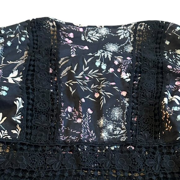 Moulinette Soeurs Anthropologie Floral Print Dress Lace Trim Size 2 Women's - Picture 8 of 13